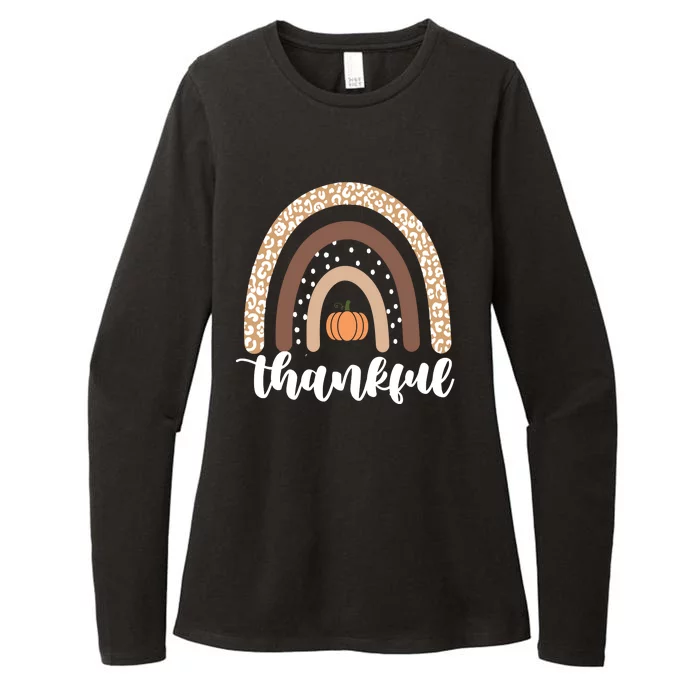 Thankful Fall Autumn Pumpkin Rainbow Womens CVC Long Sleeve Shirt