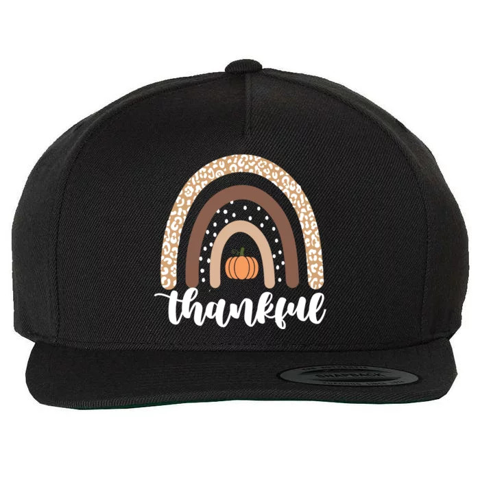 Thankful Fall Autumn Pumpkin Rainbow Wool Snapback Cap