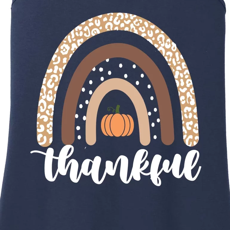 Thankful Fall Autumn Pumpkin Rainbow Ladies Essential Tank