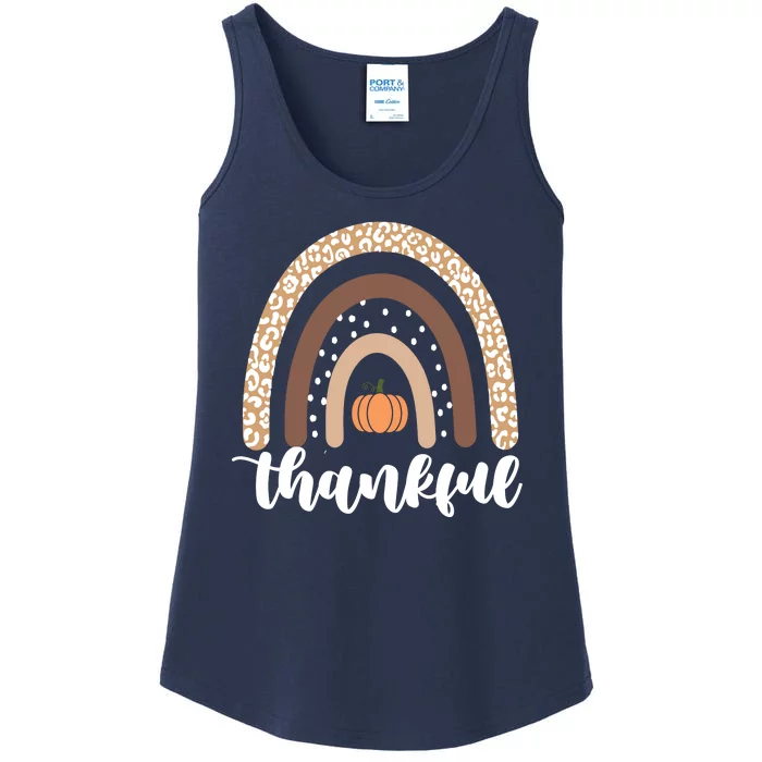 Thankful Fall Autumn Pumpkin Rainbow Ladies Essential Tank