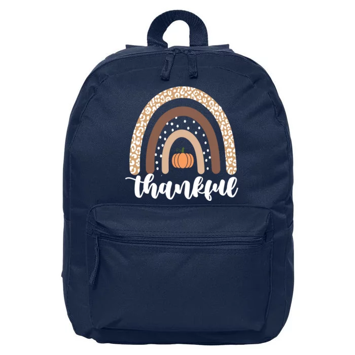 Thankful Fall Autumn Pumpkin Rainbow 16 in Basic Backpack