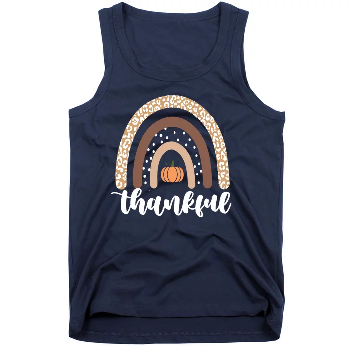 Thankful Fall Autumn Pumpkin Rainbow Tank Top