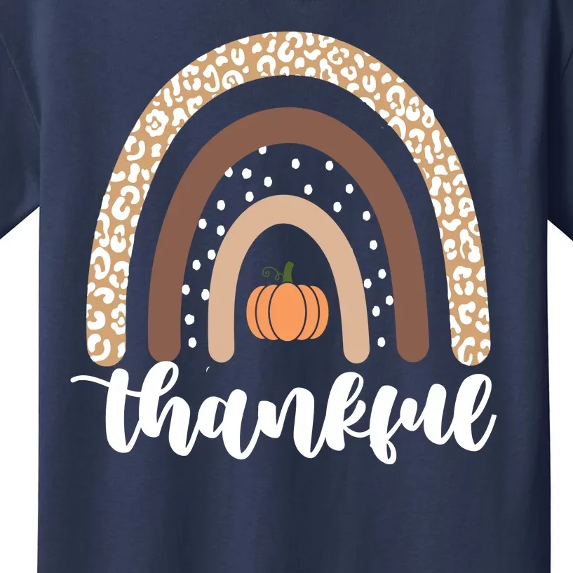 Thankful Fall Autumn Pumpkin Rainbow Kids T-Shirt