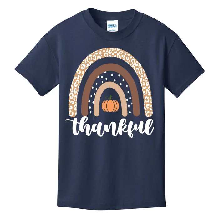 Thankful Fall Autumn Pumpkin Rainbow Kids T-Shirt