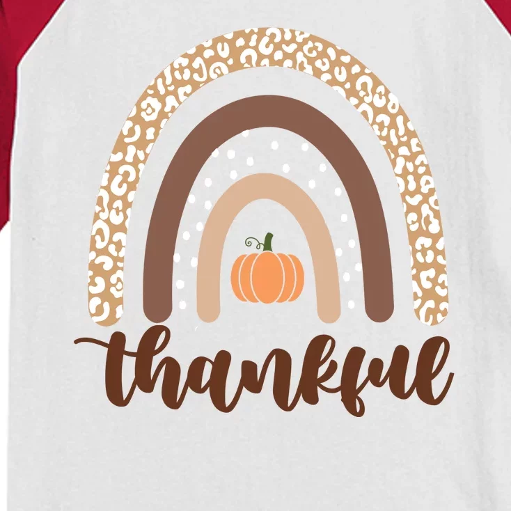 Thankful Fall Autumn Pumpkin Rainbow Kids Colorblock Raglan Jersey