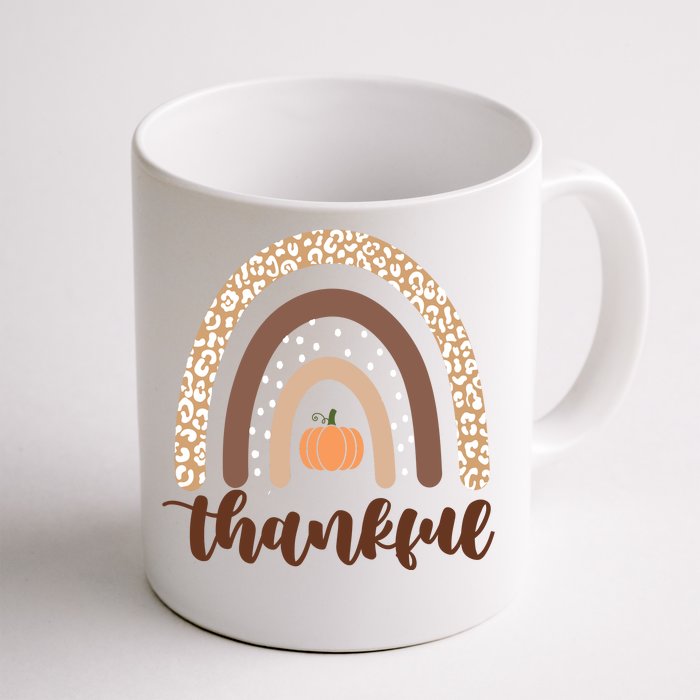 Thankful Fall Autumn Pumpkin Rainbow Front & Back Coffee Mug