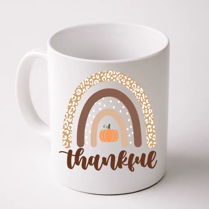 Thankful Fall Autumn Pumpkin Rainbow Front & Back Coffee Mug