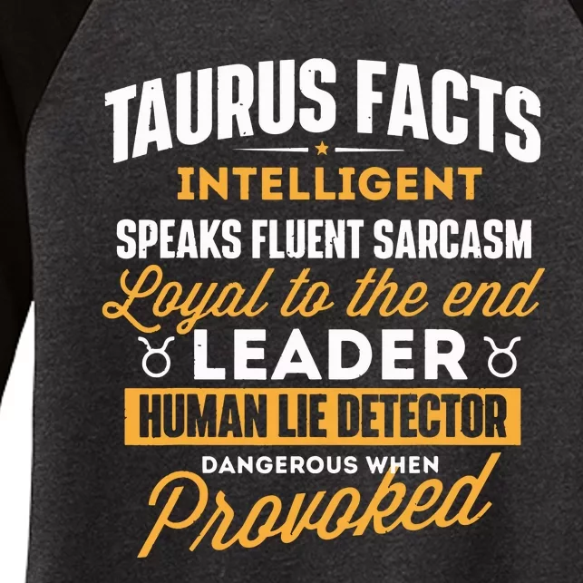 Taurus Facts Astrology Astrologer Horoscope Zodiac Sign Women's Tri-Blend 3/4-Sleeve Raglan Shirt