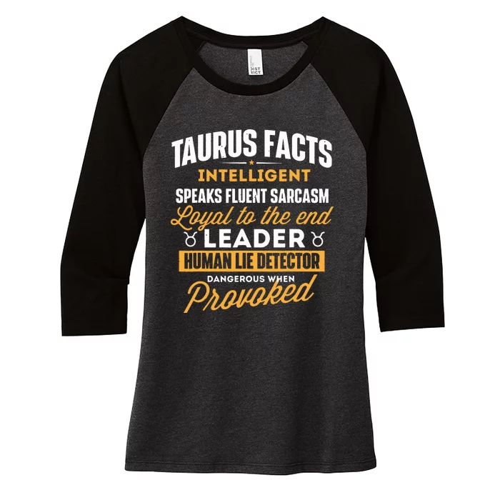 Taurus Facts Astrology Astrologer Horoscope Zodiac Sign Women's Tri-Blend 3/4-Sleeve Raglan Shirt