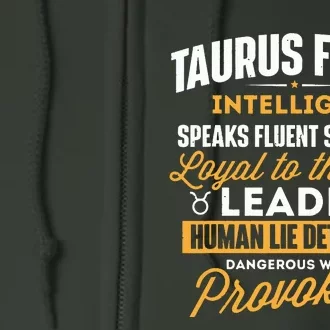 Taurus Facts Astrology Astrologer Horoscope Zodiac Sign Full Zip Hoodie