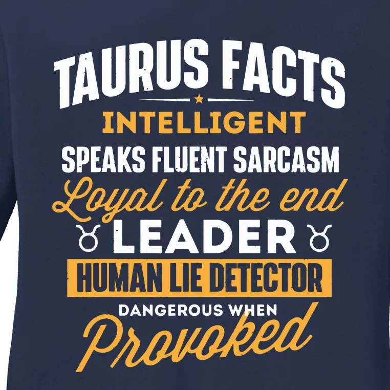 Taurus Facts Astrology Astrologer Horoscope Zodiac Sign Ladies Long Sleeve Shirt