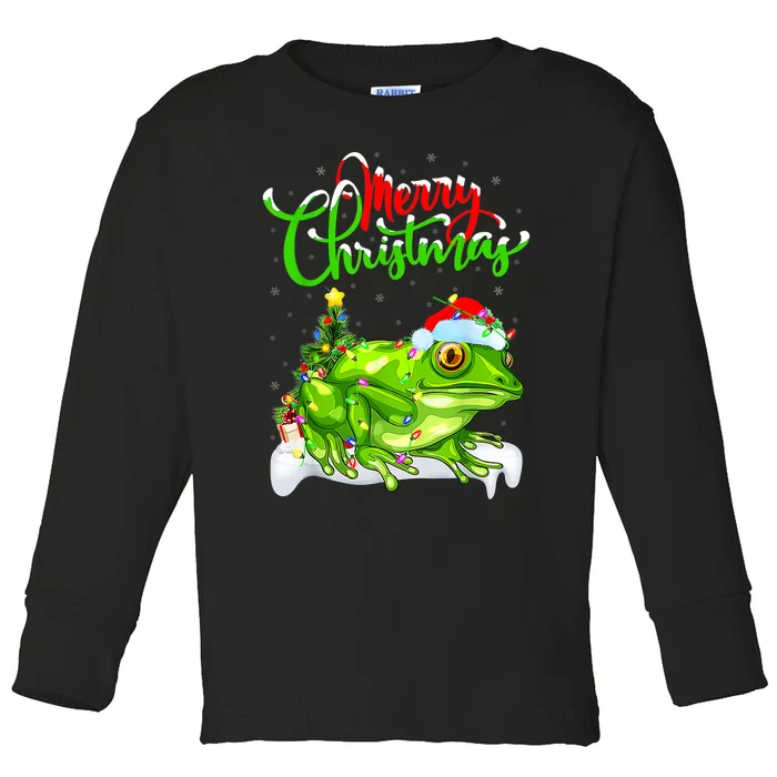 Tree Frog Animal Lover Xmas Lighting Tree Frog Christmas Toddler Long Sleeve Shirt