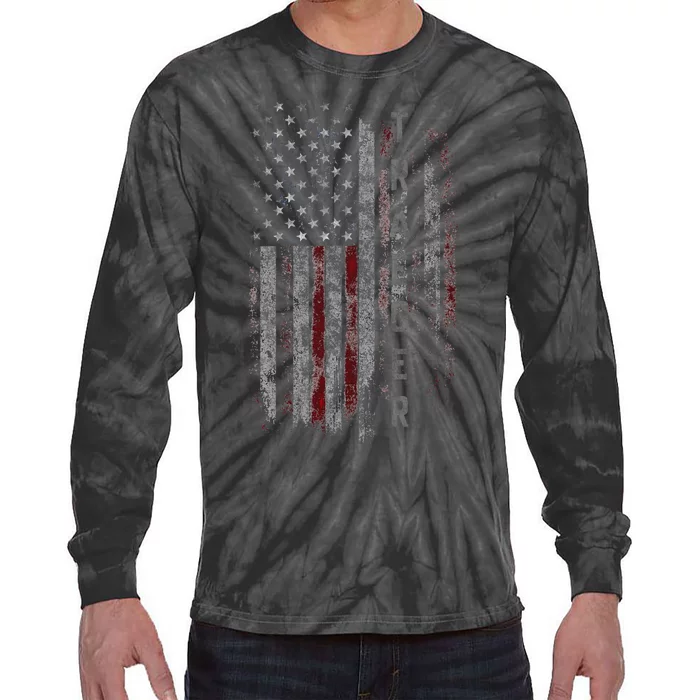 Traeger Family American Flag Tie-Dye Long Sleeve Shirt