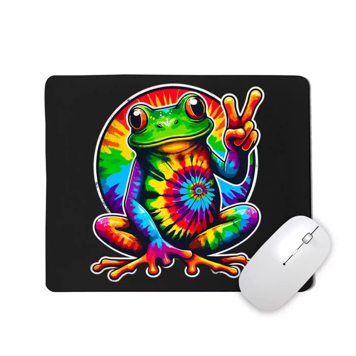 Tiedye Frog Animal Peace Sign Hippie Mousepad