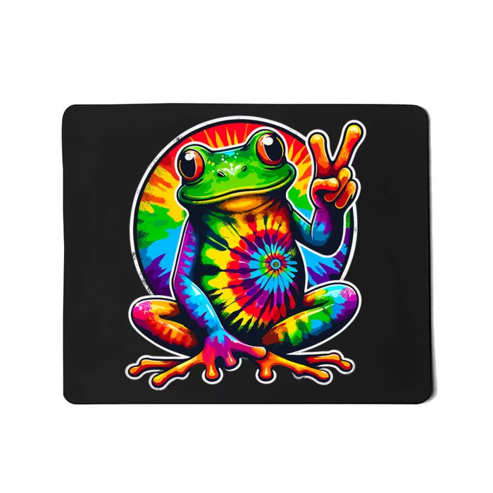 Tiedye Frog Animal Peace Sign Hippie Mousepad