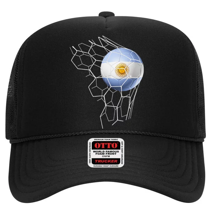 Team Fan Argentine Flag Patriotic Argentina Soccer High Crown Mesh Trucker Hat