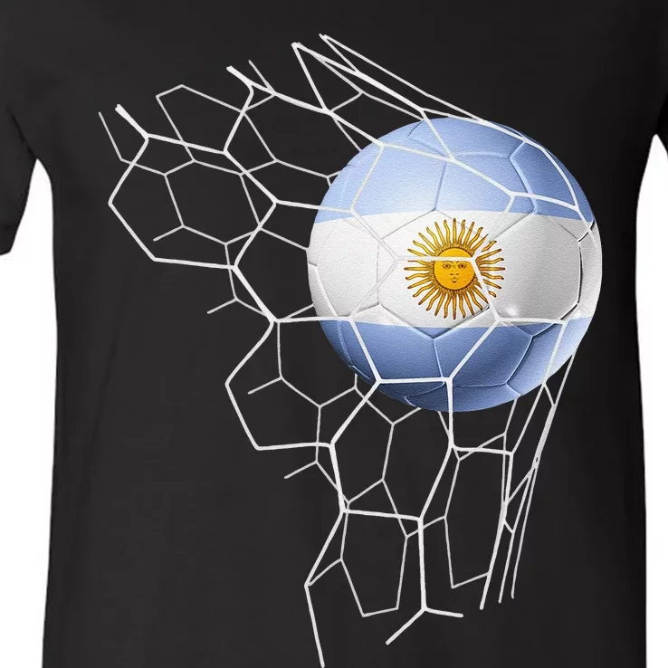 Team Fan Argentine Flag Patriotic Argentina Soccer V-Neck T-Shirt