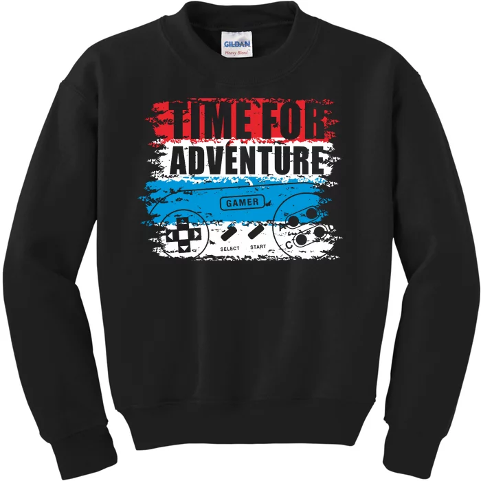 Time For Adventure Gamer Kids Sweatshirt