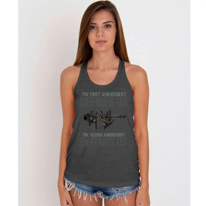 the first amendment defines us Women's Knotted Racerback Tank