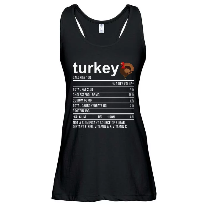 Thanksgiving Food Apparel Turkey Nutrition Fact Ladies Essential Flowy Tank