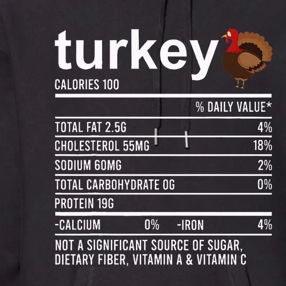 Thanksgiving Food Apparel Turkey Nutrition Fact Premium Hoodie