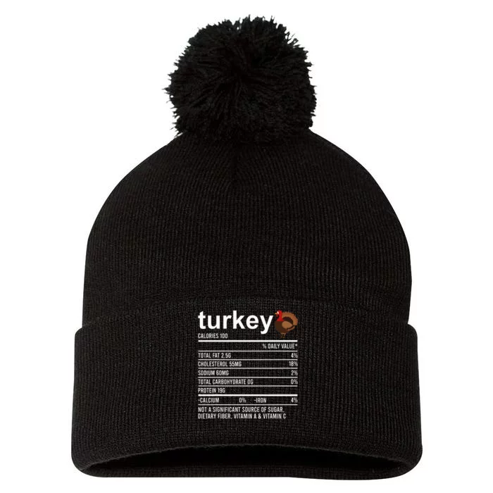 Thanksgiving Food Apparel Turkey Nutrition Fact Pom Pom 12in Knit Beanie