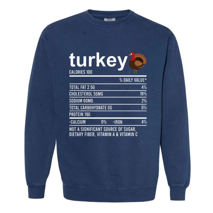 Thanksgiving Food Apparel Turkey Nutrition Fact Garment-Dyed Sweatshirt