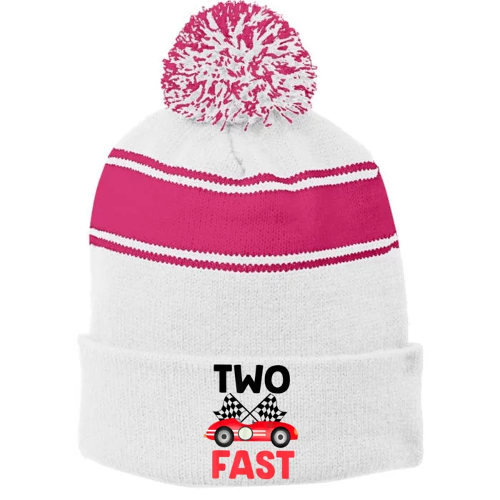 Two Fast Birthday Shirt 2 Fast 2 Curious Decorations 2nd Stripe Pom Pom Beanie