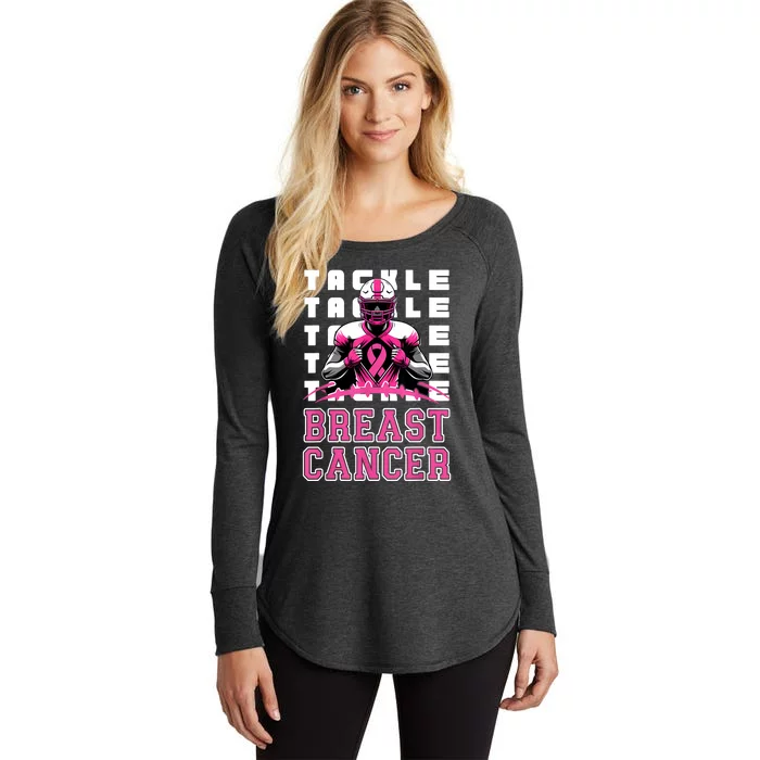 Tackle Football Breast Cancer Awareness Ribbon Women's Perfect Tri Tunic Long Sleeve Shirt