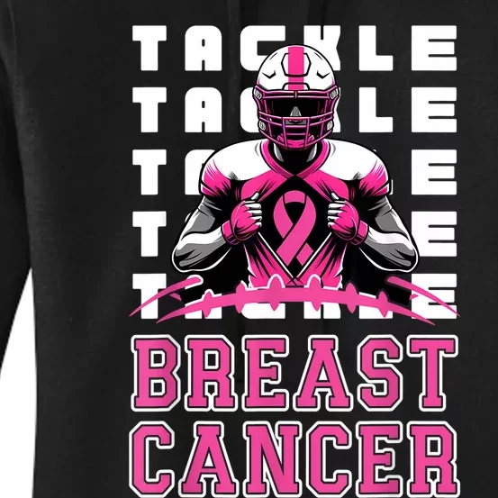 Tackle Football Breast Cancer Awareness Ribbon Women's Pullover Hoodie