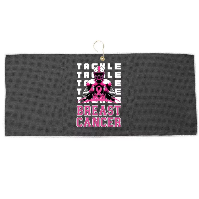 Tackle Football Breast Cancer Awareness Ribbon Large Microfiber Waffle Golf Towel