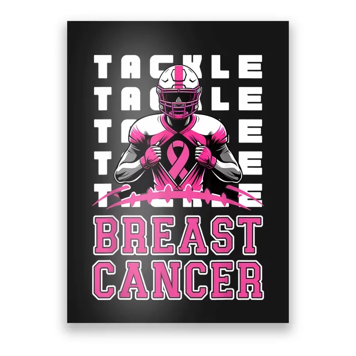 Tackle Football Breast Cancer Awareness Ribbon Poster