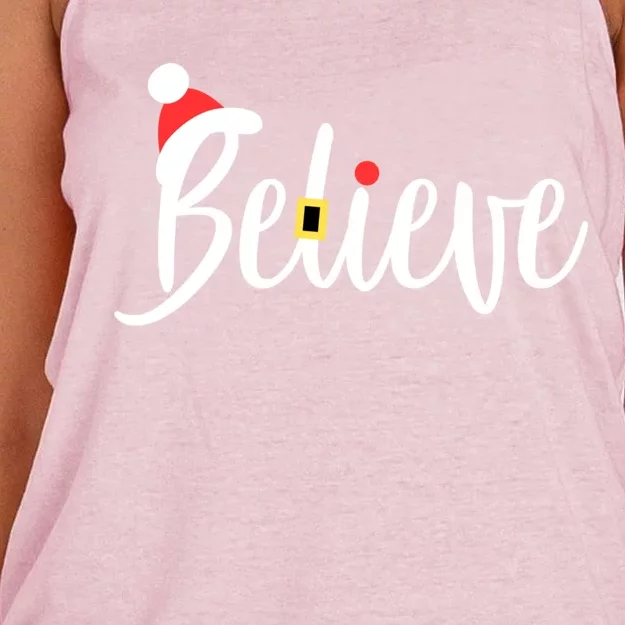 This Family Believes In The Magic Of Christmas Gift Women's Knotted Racerback Tank