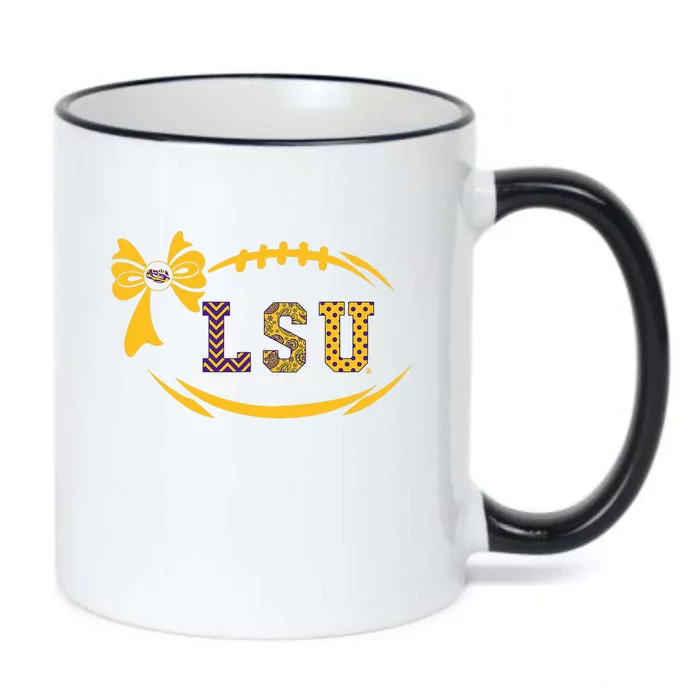 Tiger Football Bow Patterned Letter Logo Black Color Changing Mug