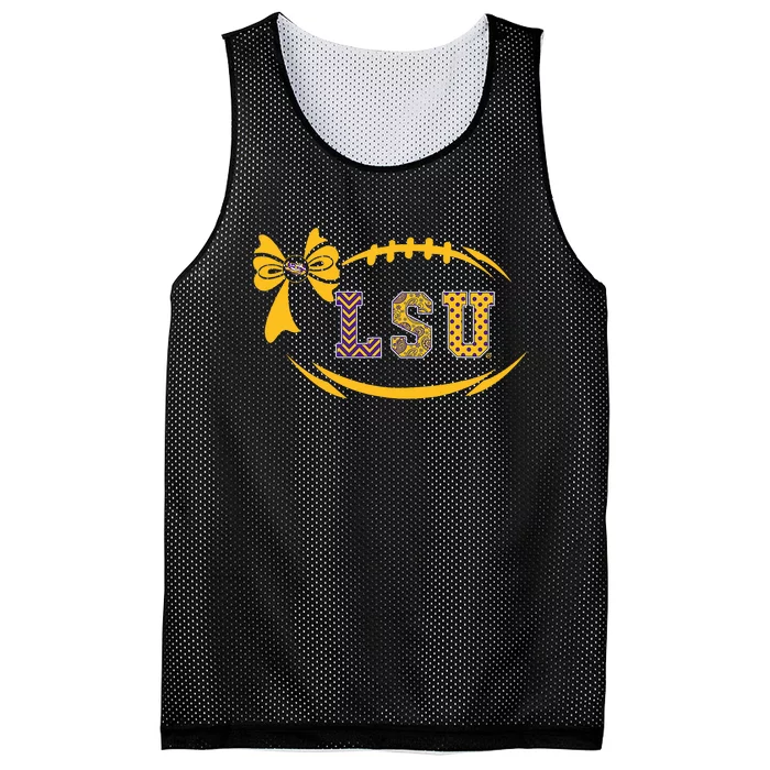 Tiger Football Bow Patterned Letter Logo Mesh Reversible Basketball Jersey Tank