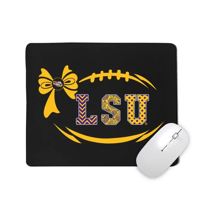 Tiger Football Bow Patterned Letter Logo Mousepad