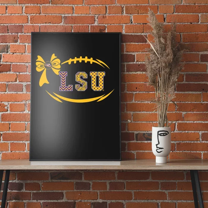 Tiger Football Bow Patterned Letter Logo Poster