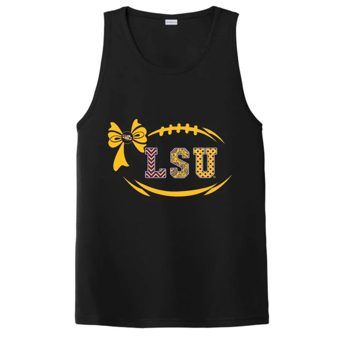 Tiger Football Bow Patterned Letter Logo Performance Tank