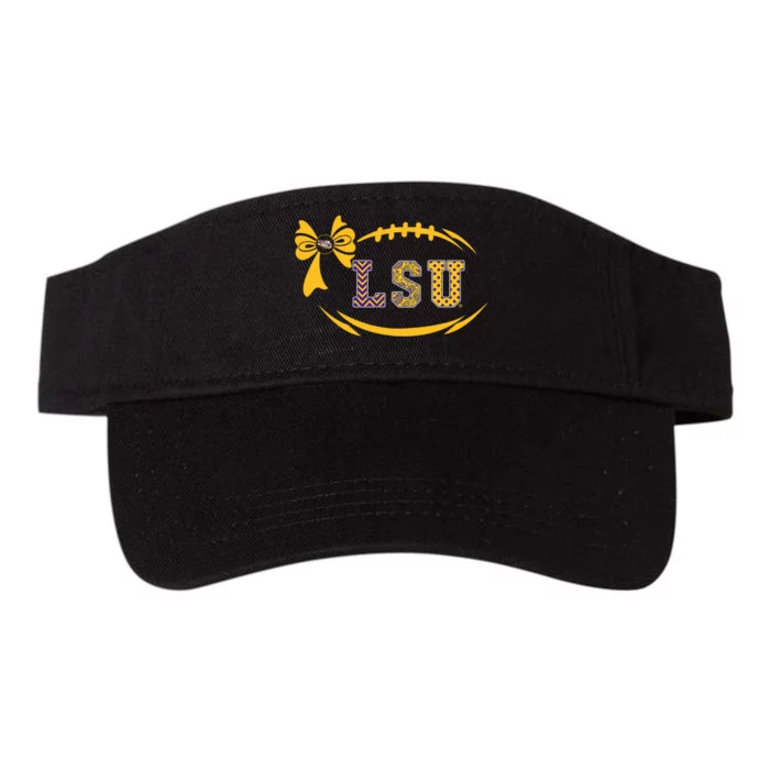 Tiger Football Bow Patterned Letter Logo Valucap Bio-Washed Visor