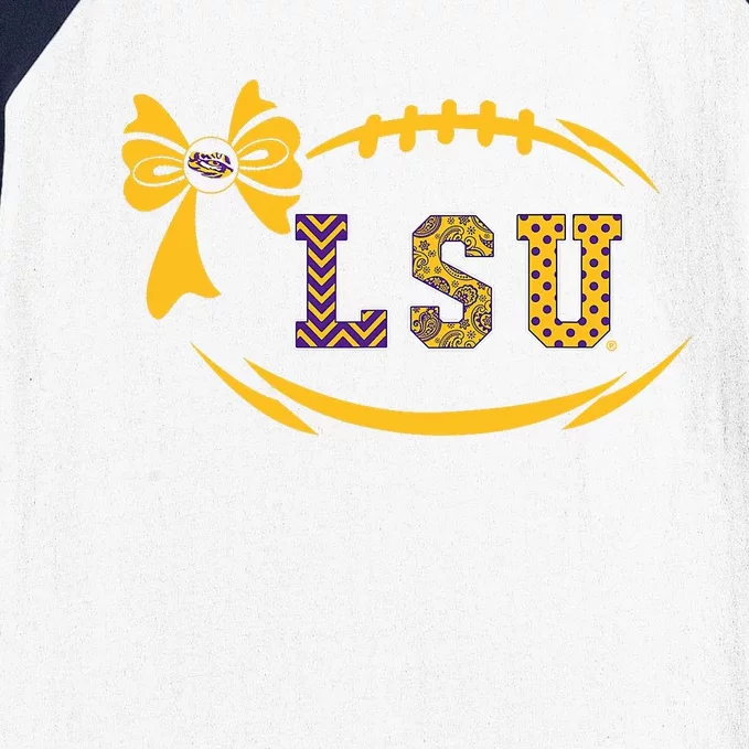 Tiger Football Bow Patterned Letter Logo Baseball Sleeve Shirt