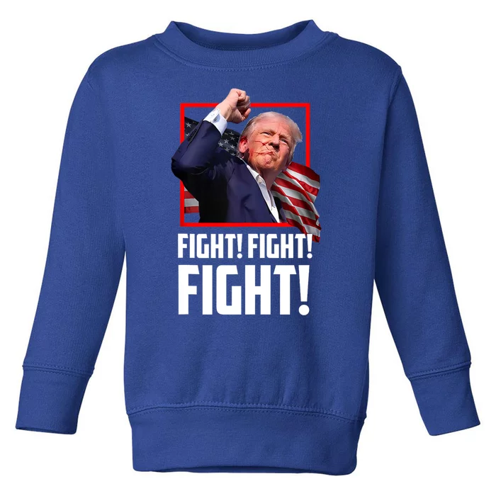 Trump Face Blood Fight Fight Fight Shot Assassination Attempt 2024 Toddler Sweatshirt