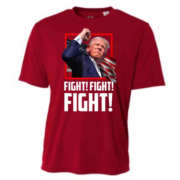 Trump Face Blood Fight Fight Fight Shot Assassination Attempt 2024 Cooling Performance Crew T-Shirt