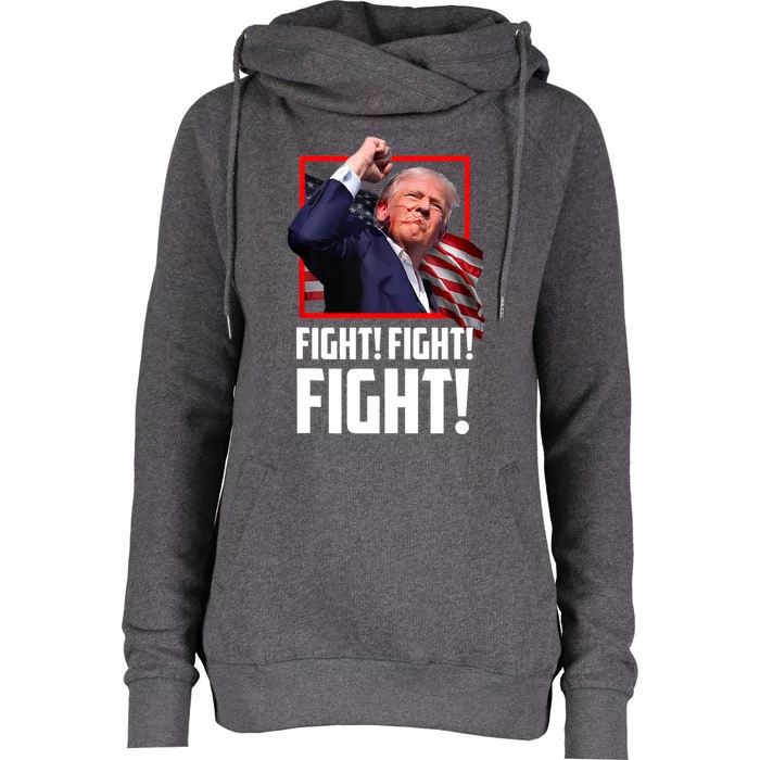 Trump Face Blood Fight Fight Fight Shot Assassination Attempt 2024 Womens Funnel Neck Pullover Hood