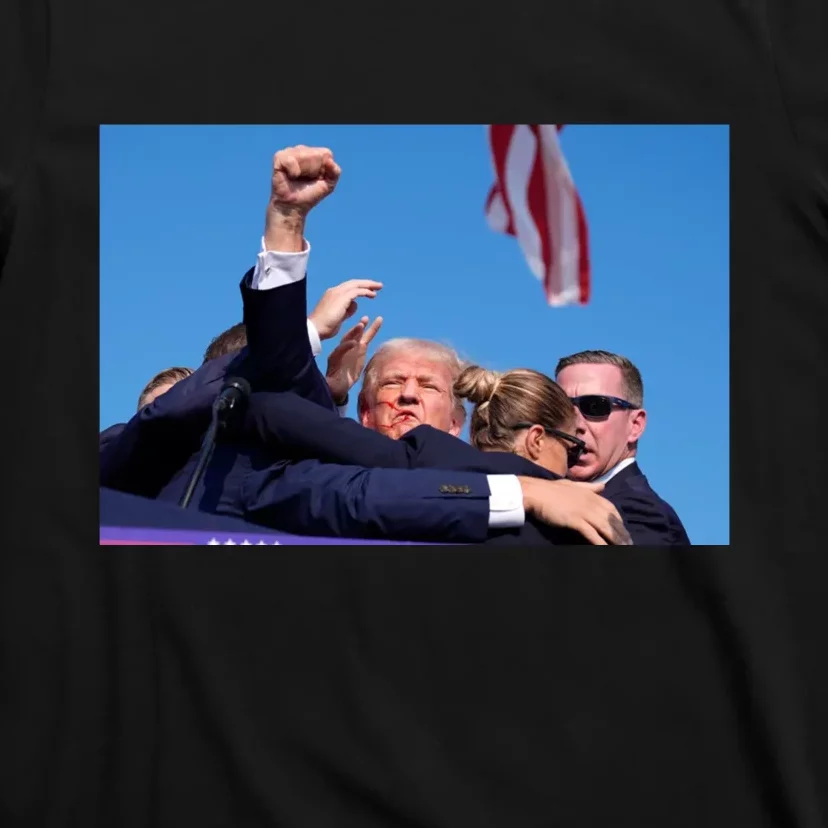 Trump Fist Bump Front And Back American Flag Design 2024 Front & Back T-Shirt