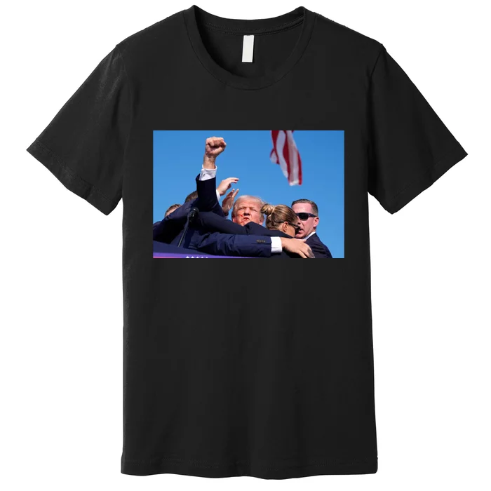 Trump Fist Bump Front And Back American Flag Design 2024 Front & Back Premium T-Shirt