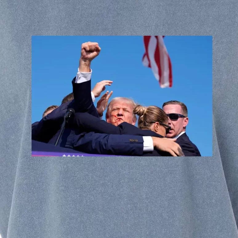 Trump Fist Bump Front And Back American Flag Design 2024 Front & Back Garment-Dyed Women's Muscle Tee