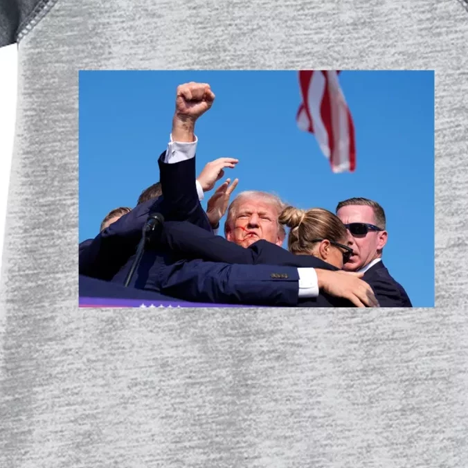 Trump Fist Bump Front And Back American Flag Design 2024 Front & Back Infant Baby Jersey Bodysuit