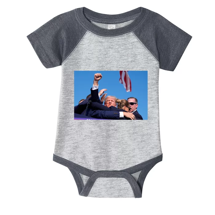 Trump Fist Bump Front And Back American Flag Design 2024 Front & Back Infant Baby Jersey Bodysuit