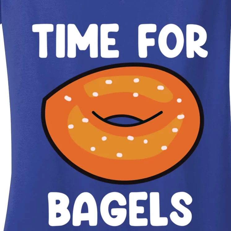 Time For Bagels Funny Bagel Lover Baking Gift Women's V-Neck T-Shirt