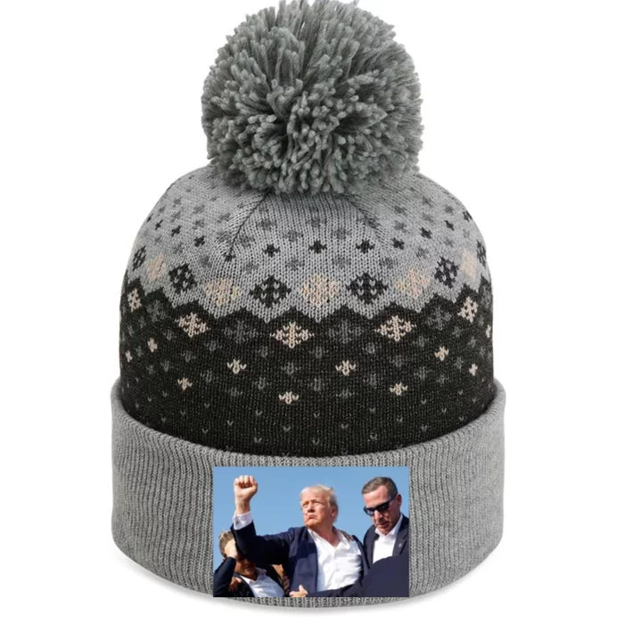 Trump Fist Bump Front And Back American Flag Design Front & Back The Baniff Cuffed Pom Beanie